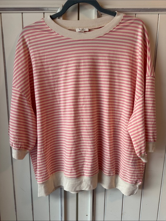 LA MIEL Tops - LA MIEL Pink & Cream Striped Boxy top